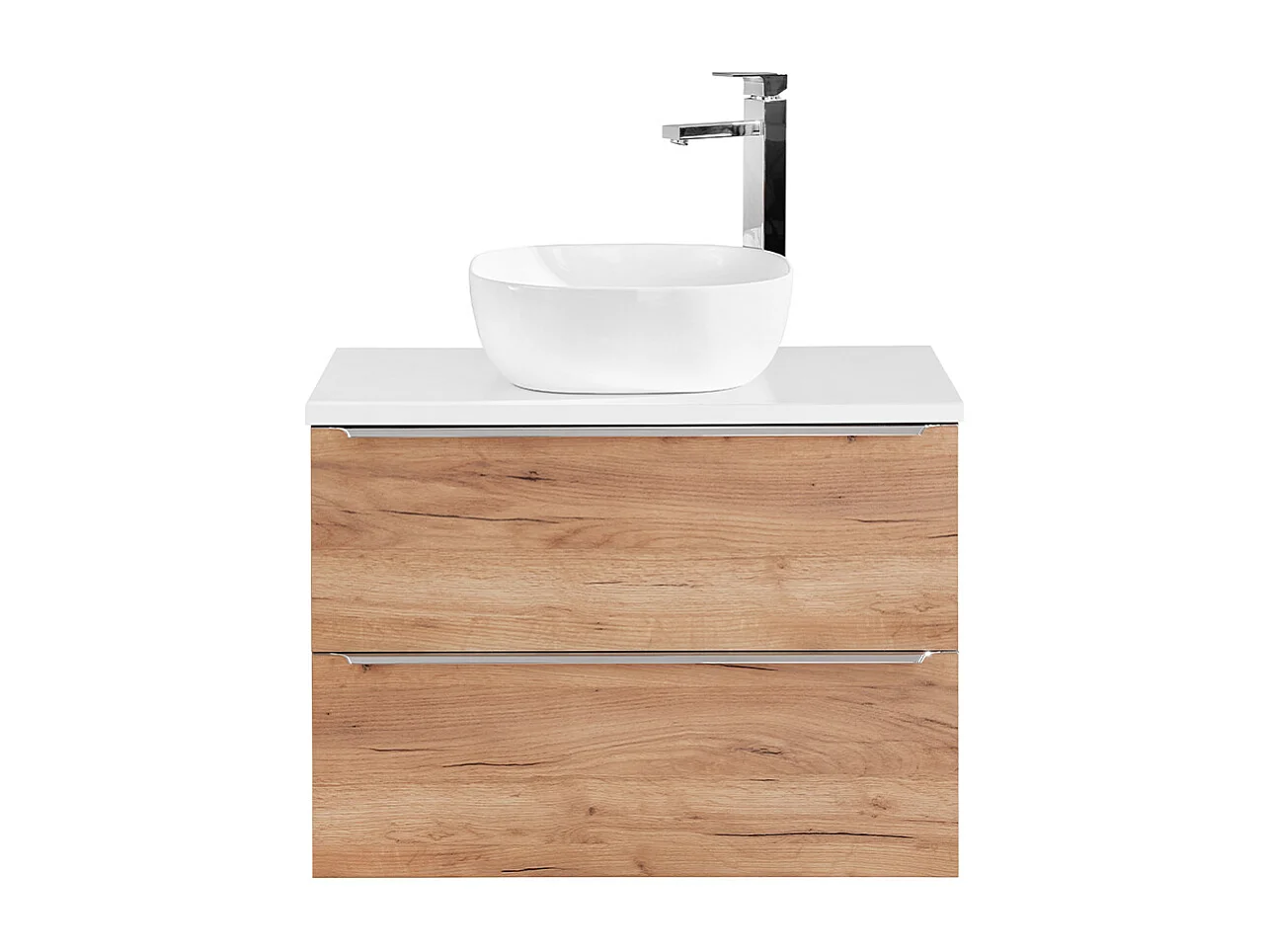 Enkele wastafel 80cm April Hout en Wit