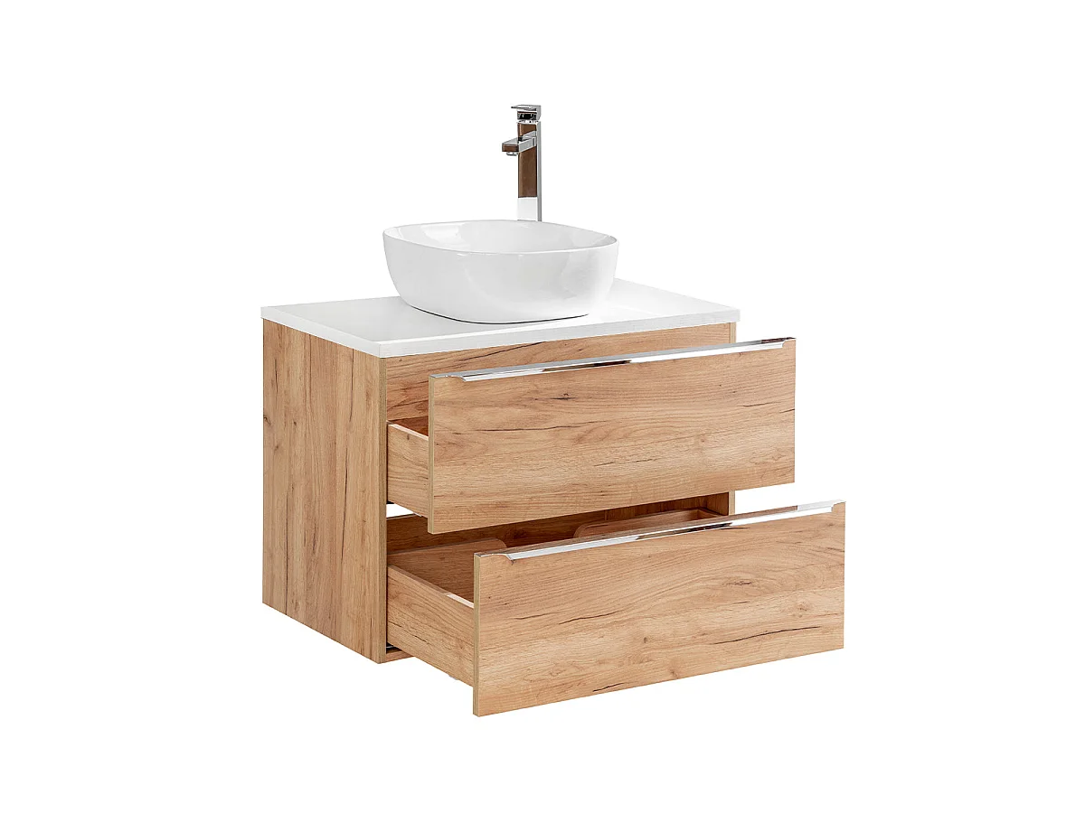 Mueble lavabo individual 80cm April Madera y Blanco