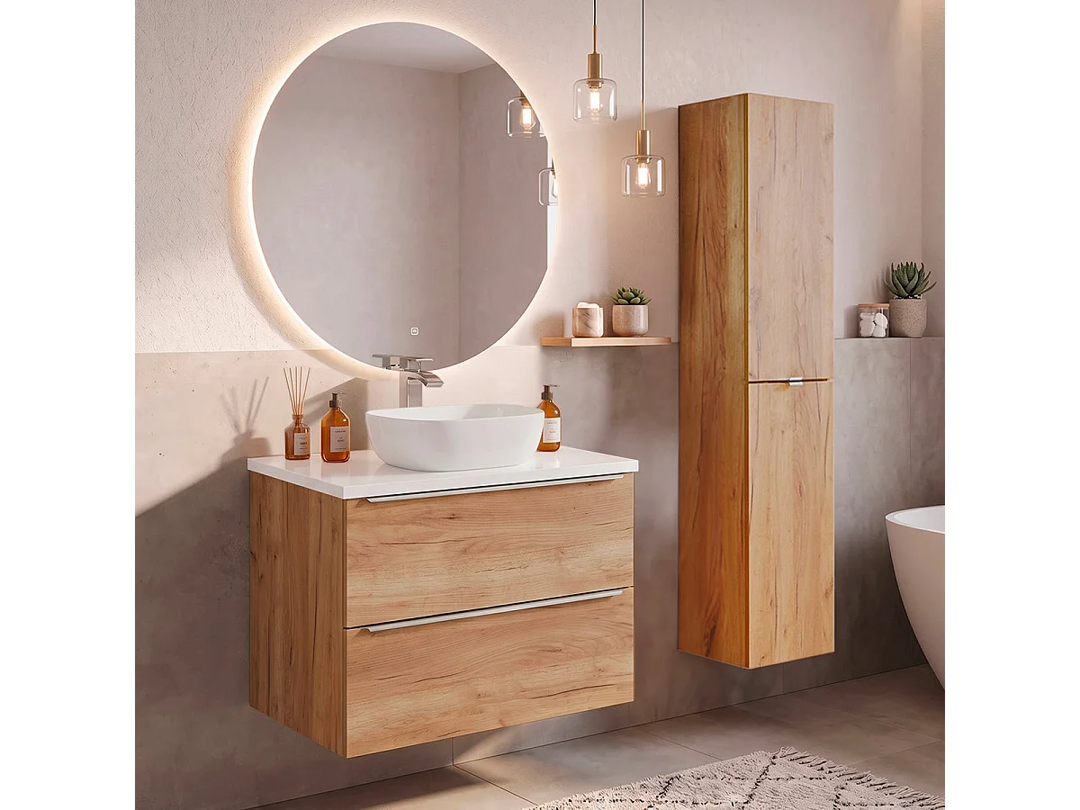 Meuble simple vasque 80cm April Bois et Blanc