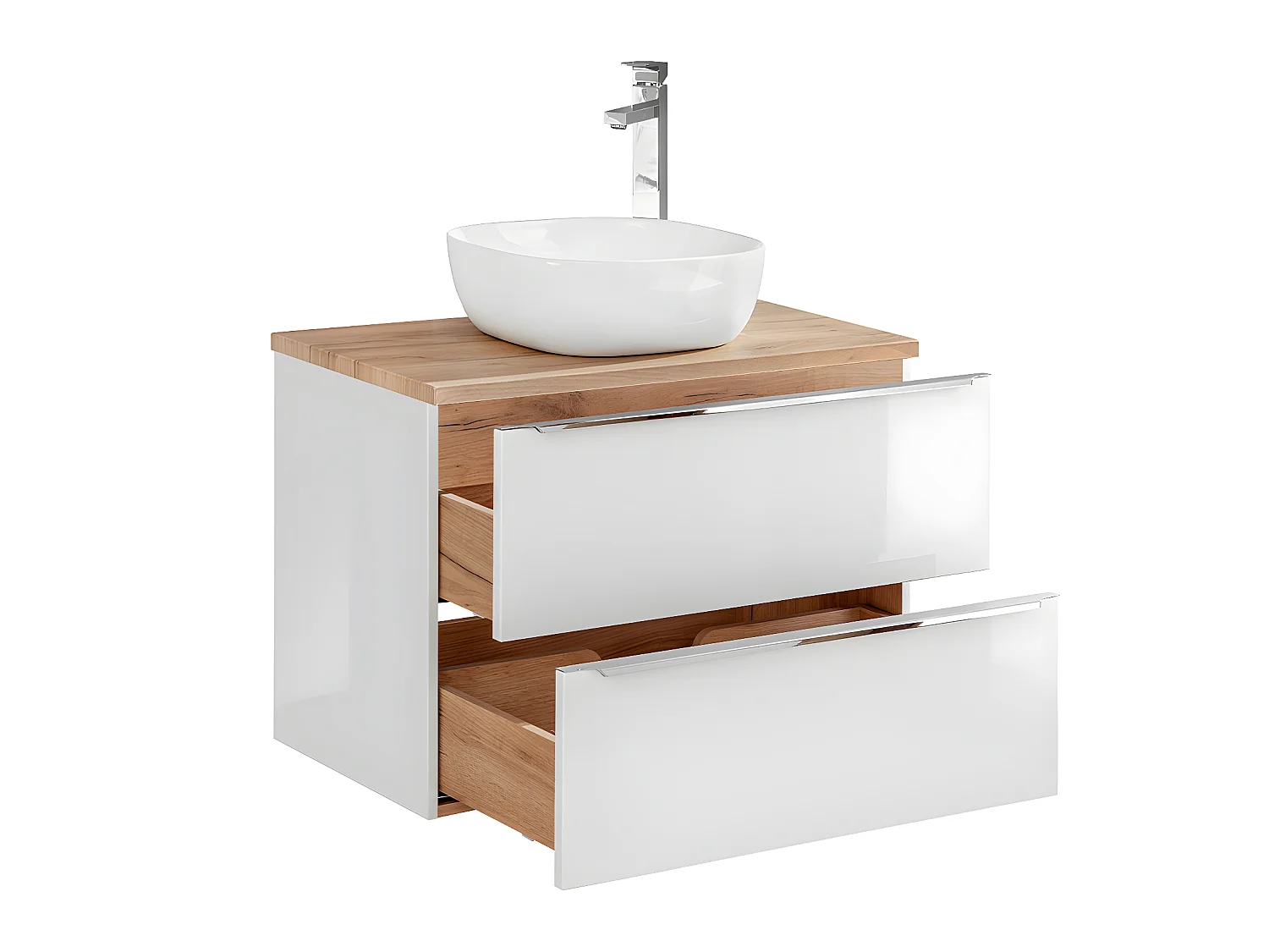 Meuble simple vasque 80cm April Blanc et Bois