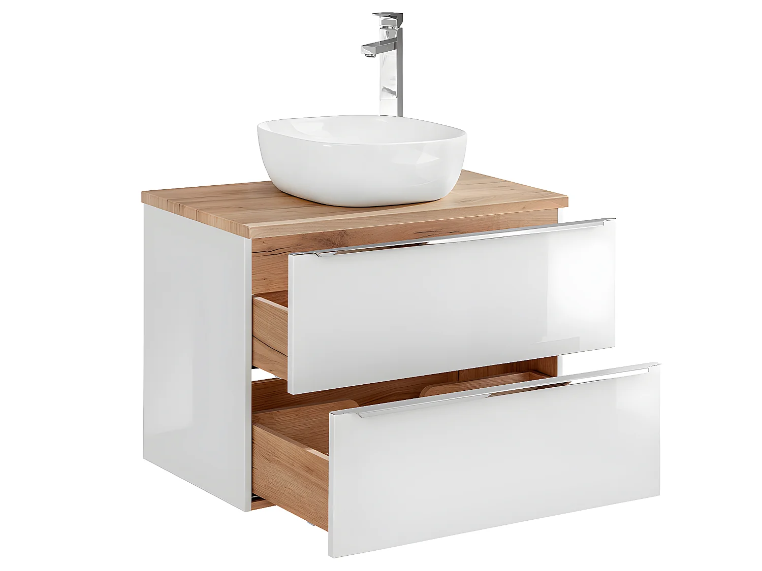 Mueble lavabo individual 80cm April Blanco y Madera