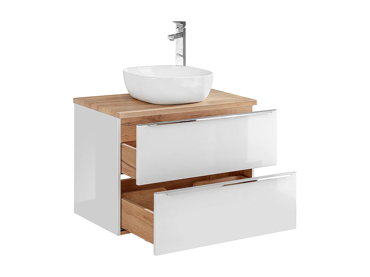 Enkele wastafel 80cm April Wit en Hout