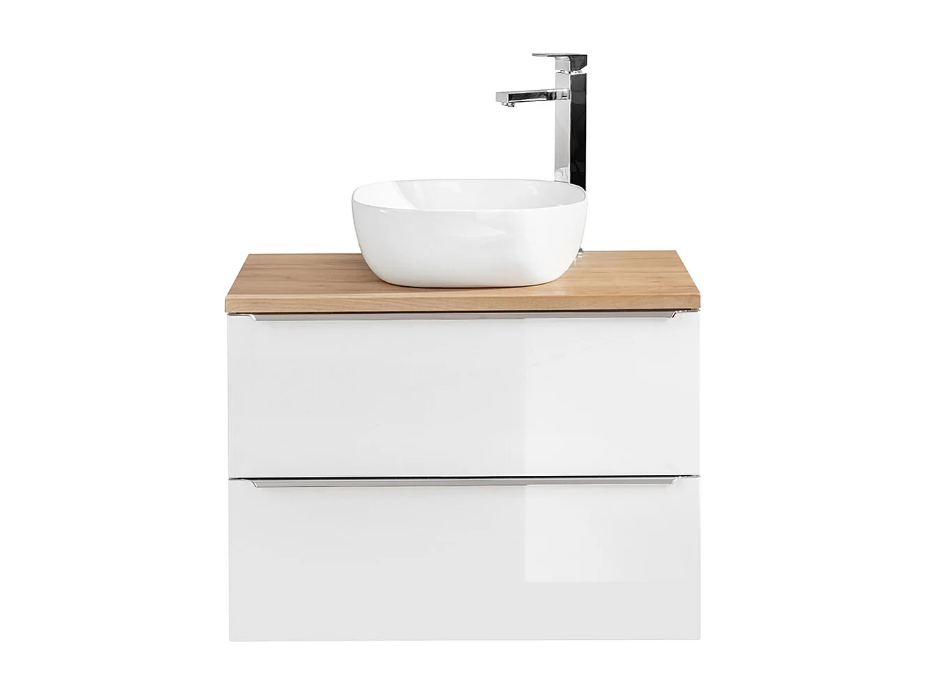 Enkele wastafel 80cm April Wit en Hout