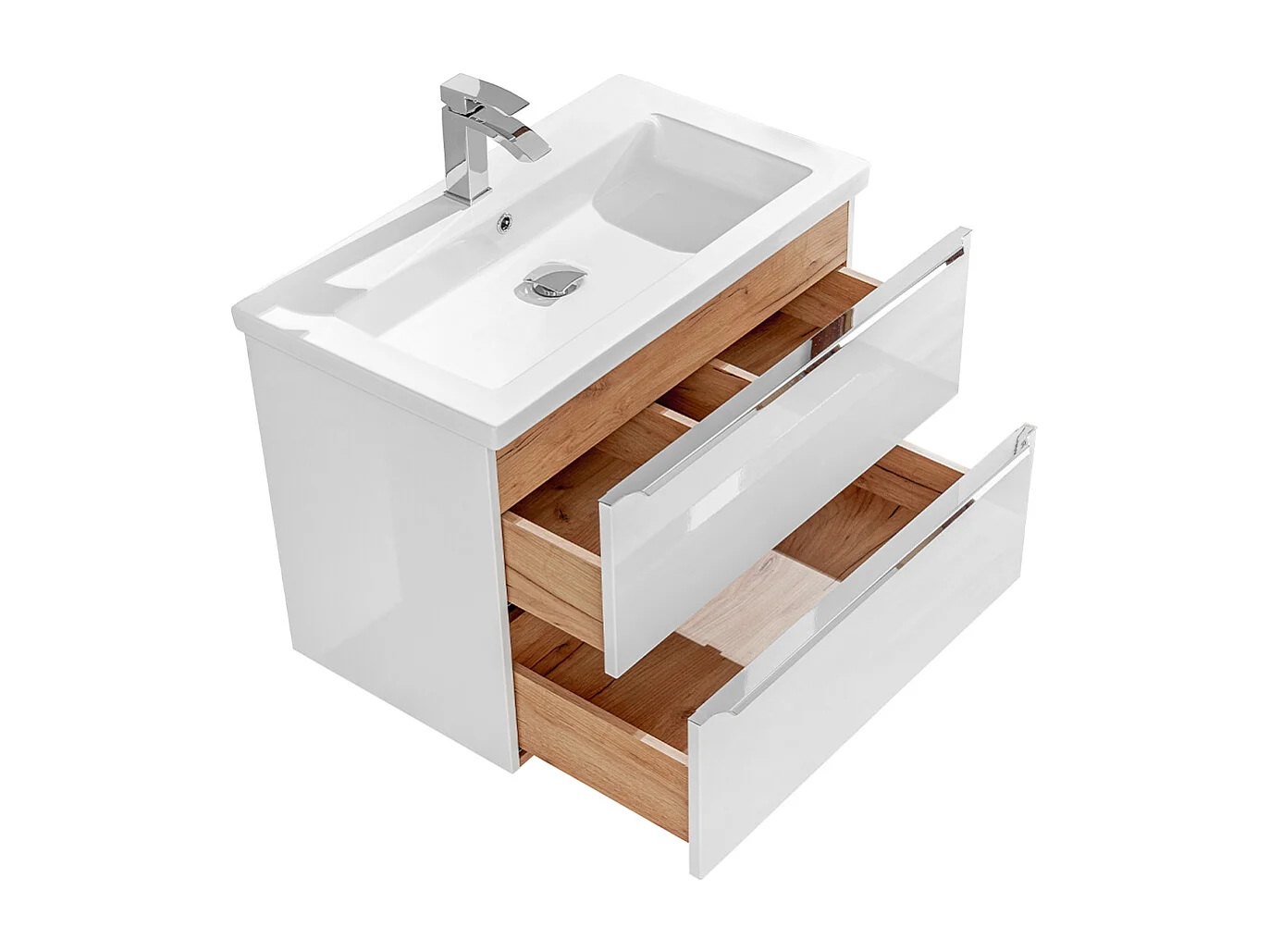 Meuble simple vasque encastrée 80cm April Blanc