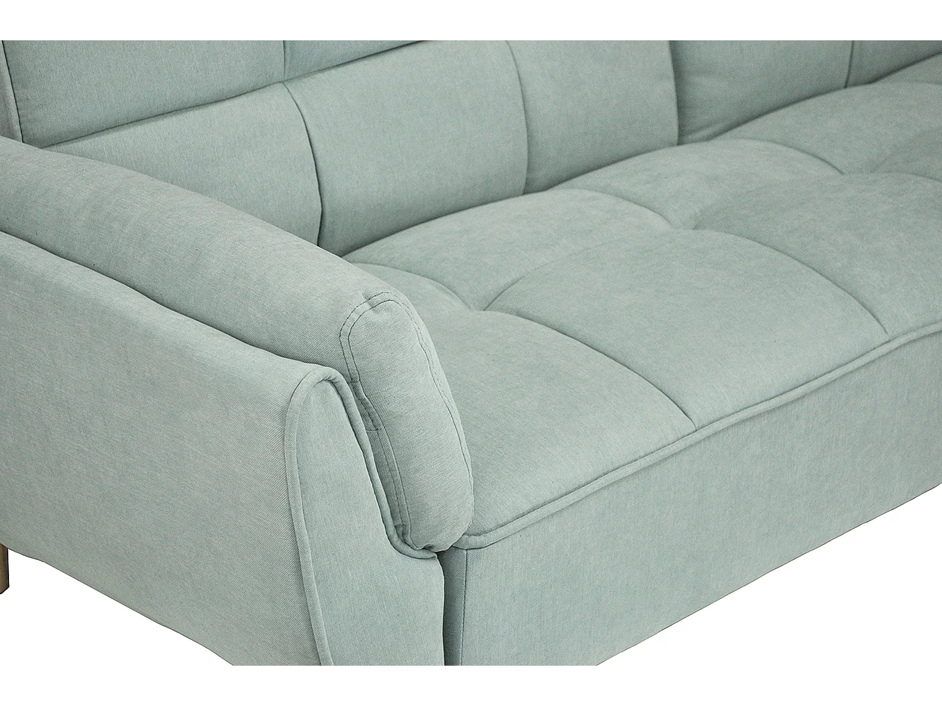 Divano letto clic clac in tessuto vellutato verde tiffany - Ambra piede legno naturale