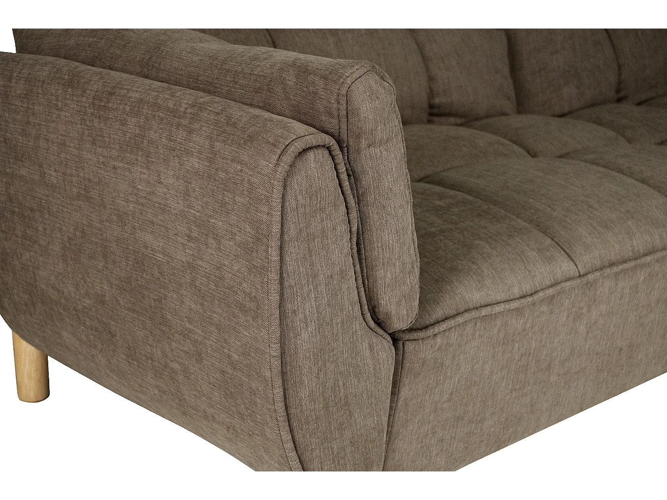 Divano letto clic clac in tessuto vellutato marrone - Ambra piede legno naturale