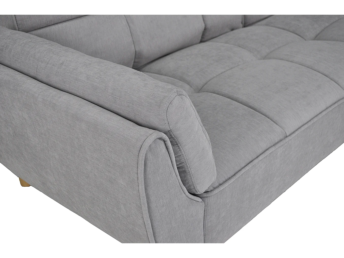 Divano letto clic clac in tessuto vellutato grigio chiaro - Ambra piede legno naturale