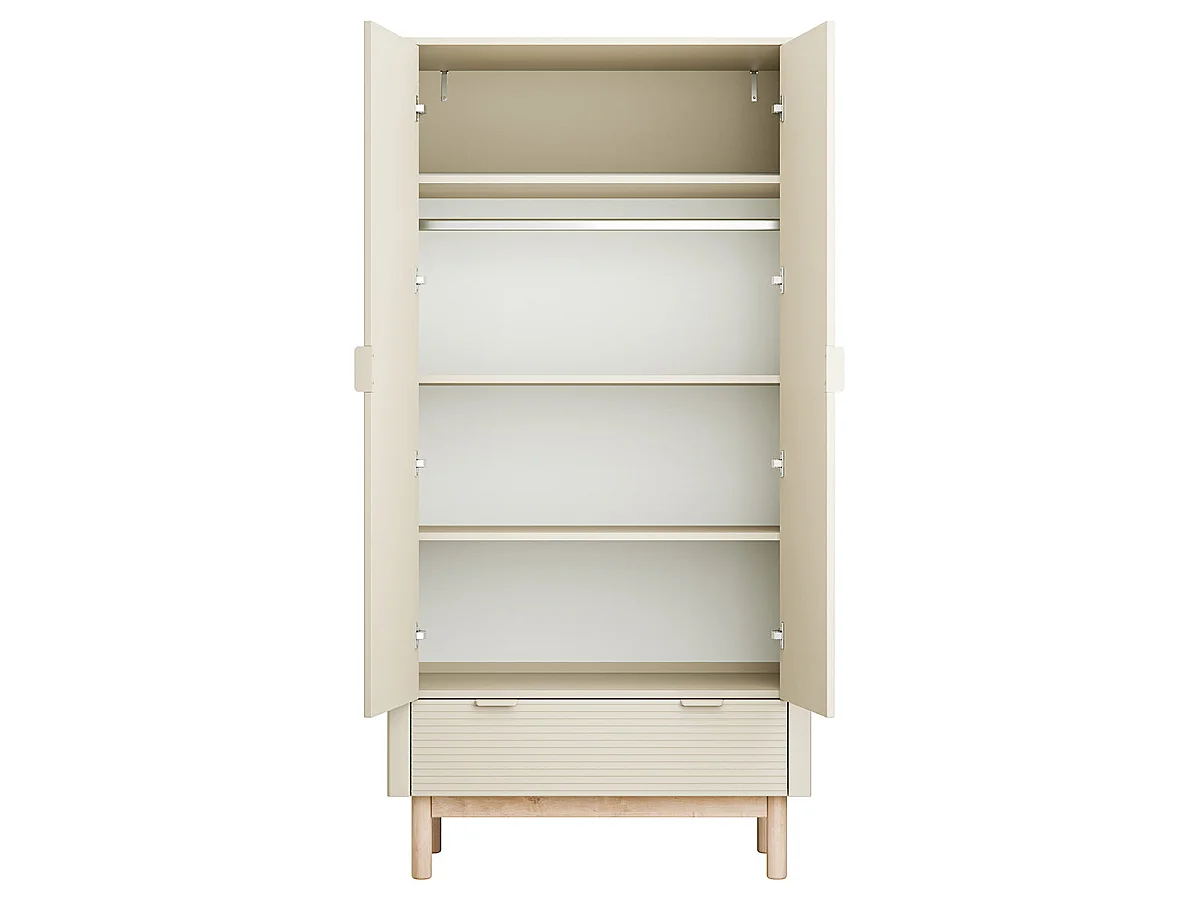 Chambre complète lit évolutif 70x140 commode à langer et armoire 2 portes Miloo Champagne