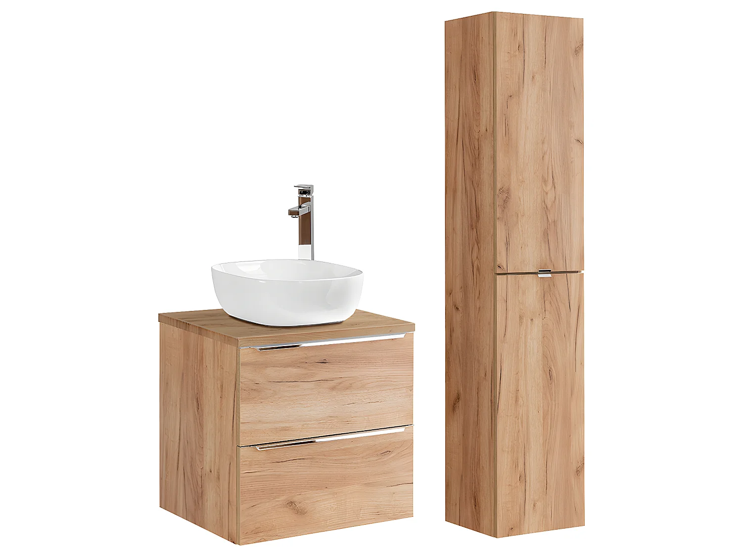 Ensemble meuble simple vasque 60cm et colonne April Bois