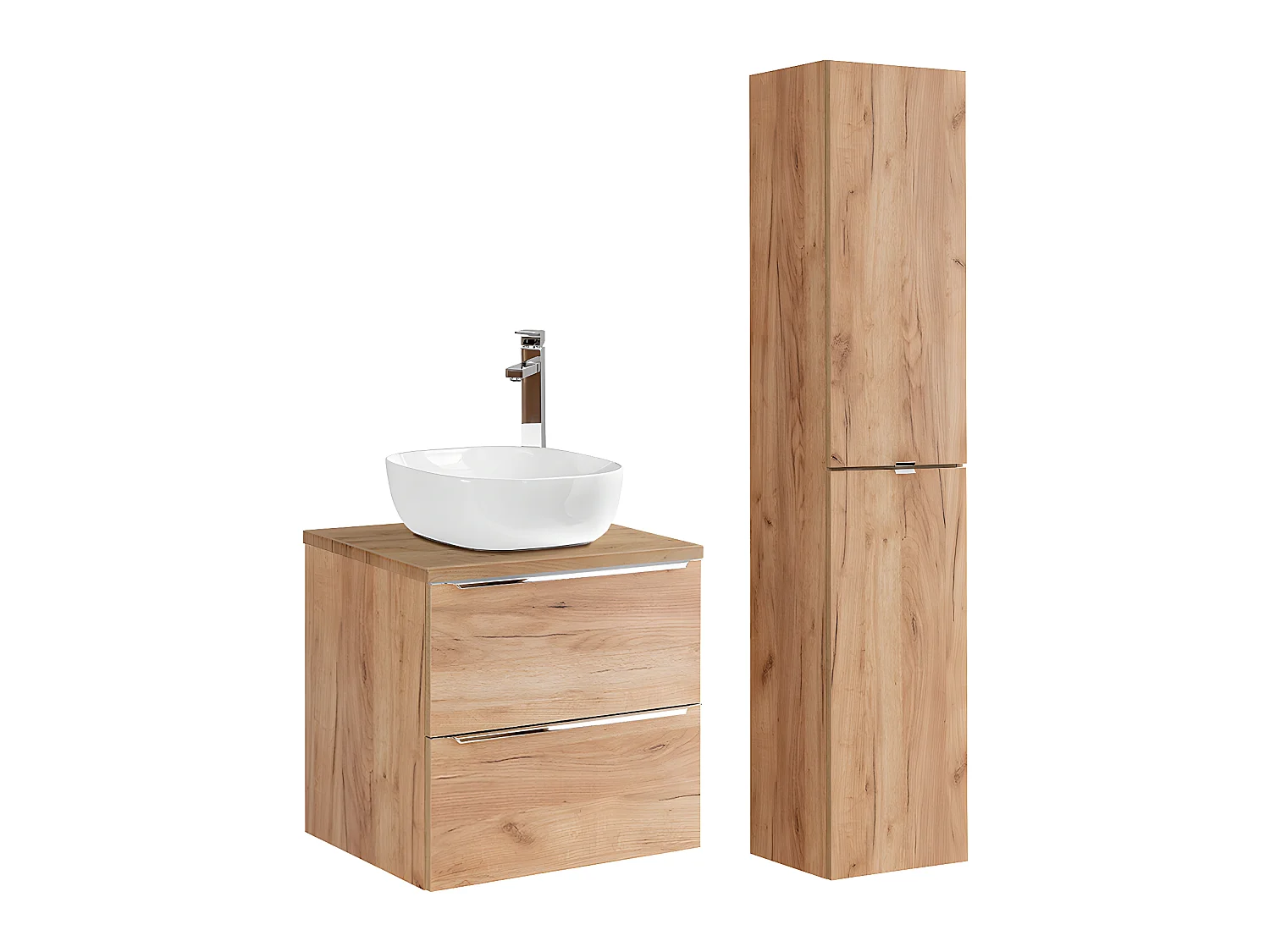 Ensemble meuble simple vasque 60cm et colonne April Bois