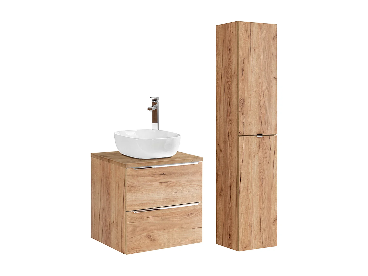 Ensemble meuble simple vasque 60cm et colonne April Bois
