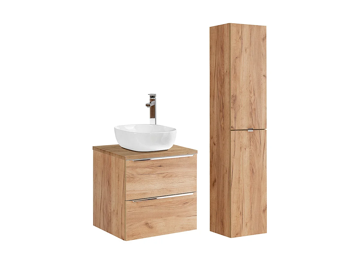 Ensemble meuble simple vasque 60cm et colonne April Bois