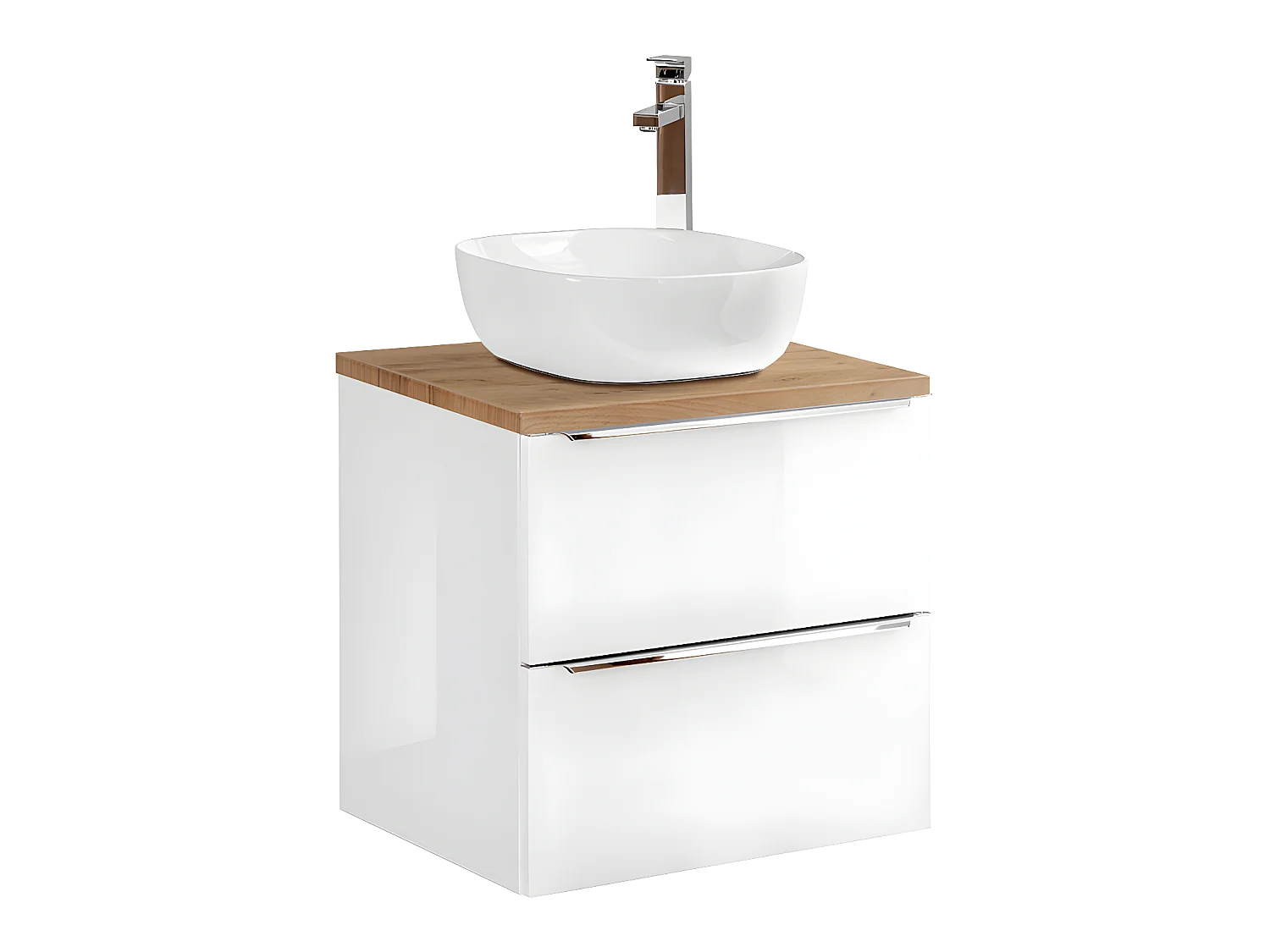 Ensemble meuble simple vasque 60cm et colonne April Blanc et Bois
