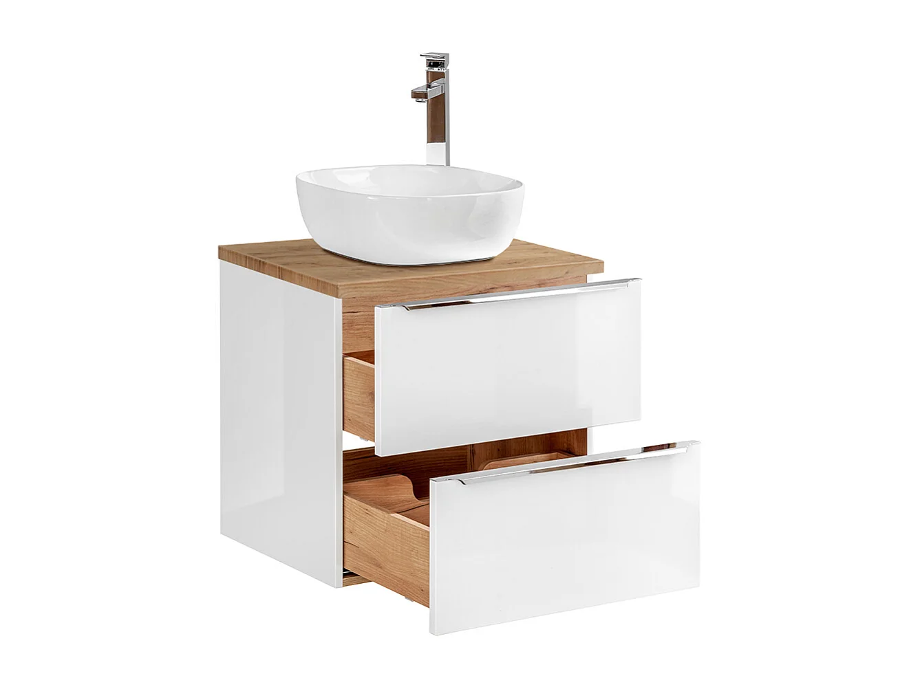 Ensemble meuble simple vasque 60cm et colonne April Blanc et Bois