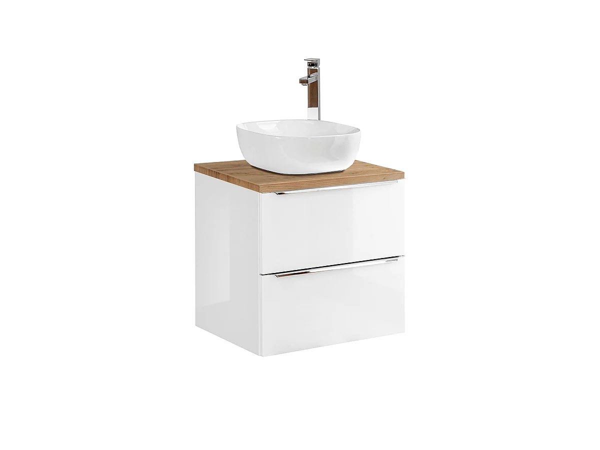 Ensemble meuble simple vasque 60cm et colonne April Blanc et Bois