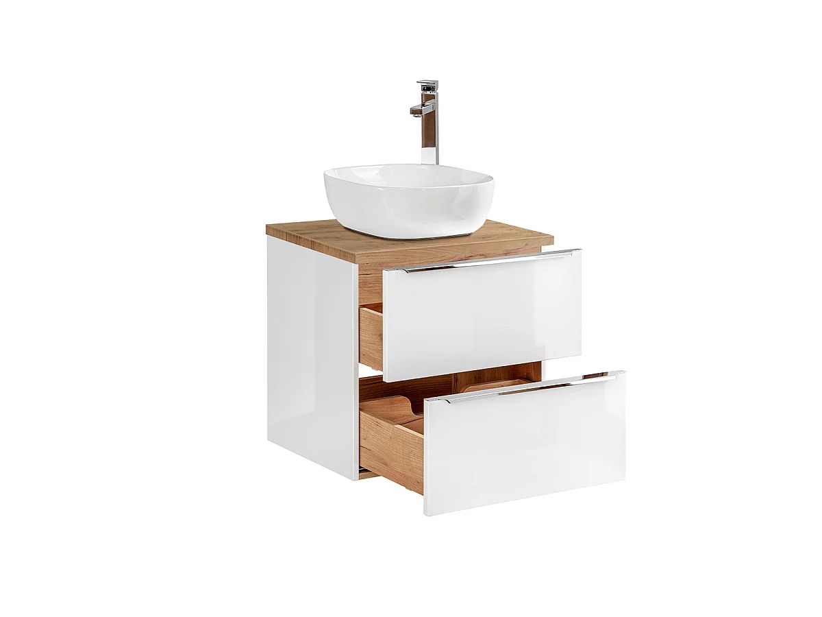 Ensemble meuble simple vasque 60cm et colonne April Blanc et Bois