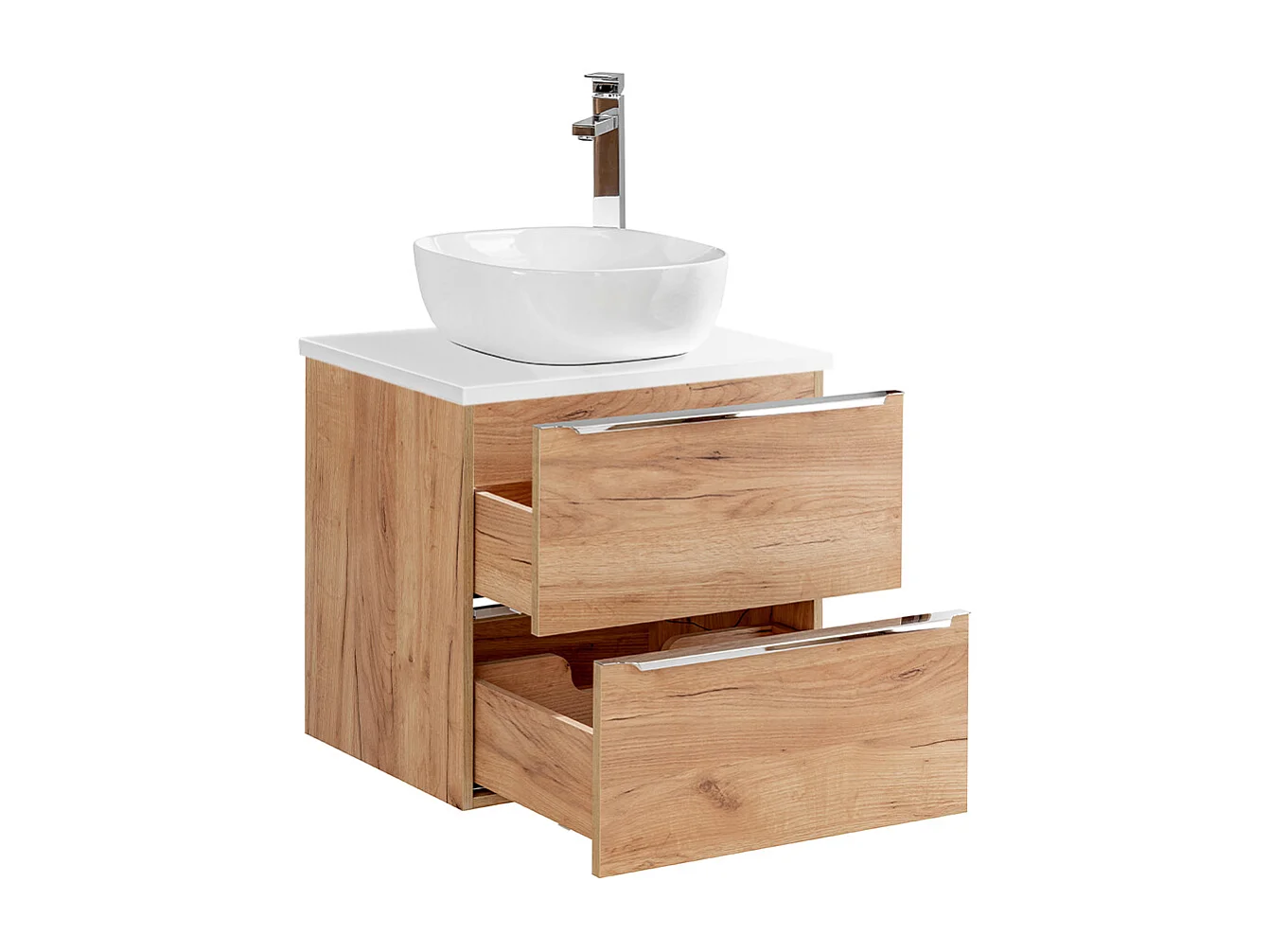 Ensemble meuble simple vasque 60cm et colonne April Bois et Blanc