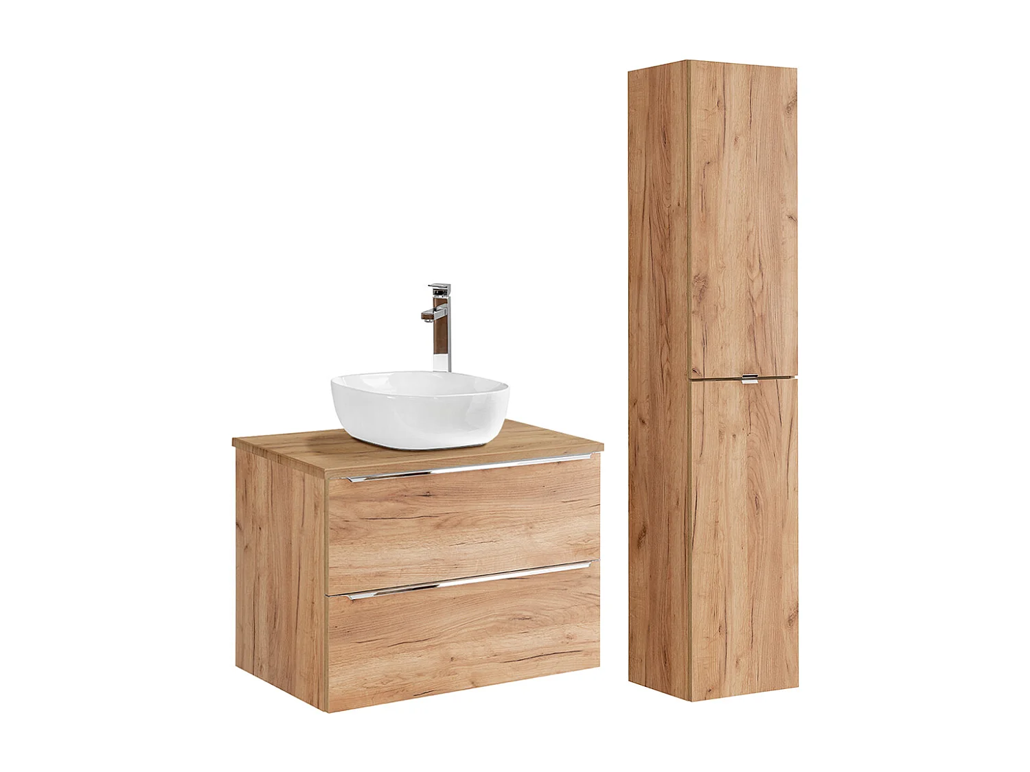 Ensemble meuble simple vasque 80cm et colonne April Bois