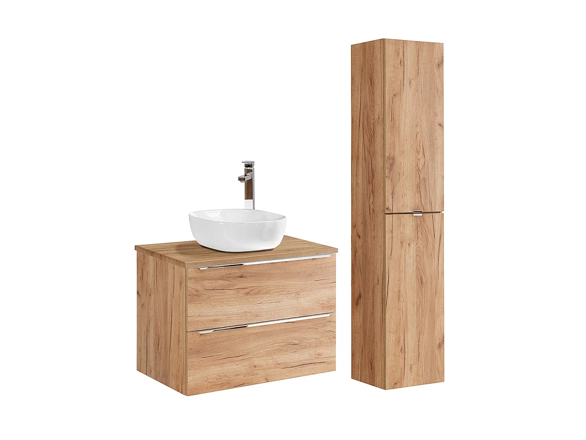 Ensemble meuble simple vasque 80cm et colonne April Bois