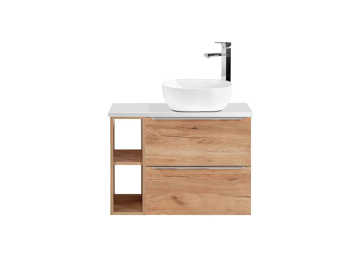 Meuble simple vasque 80cm 2 niches April Bois et Blanc