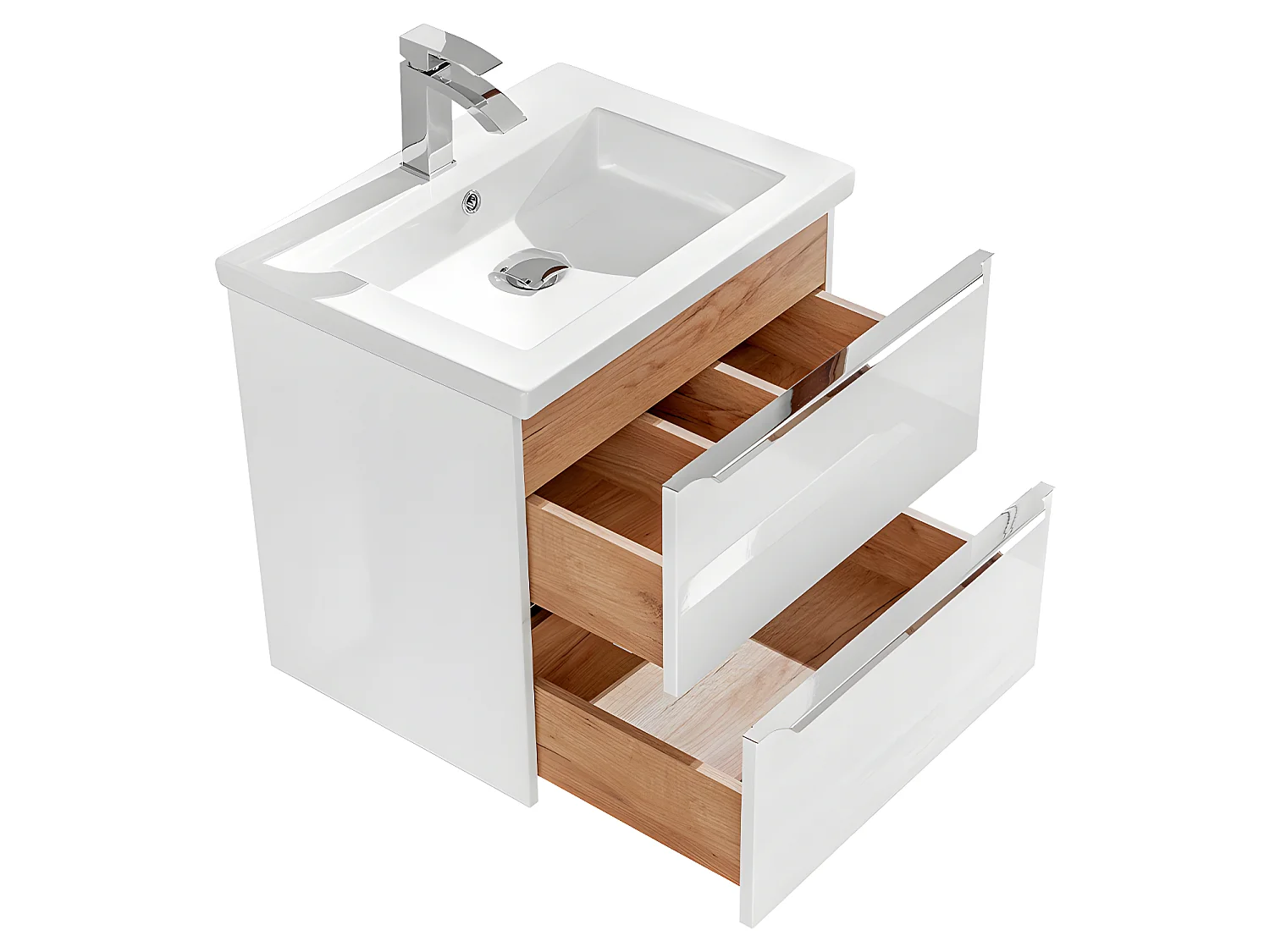 Meuble simple vasque encastrée 60cm April Blanc