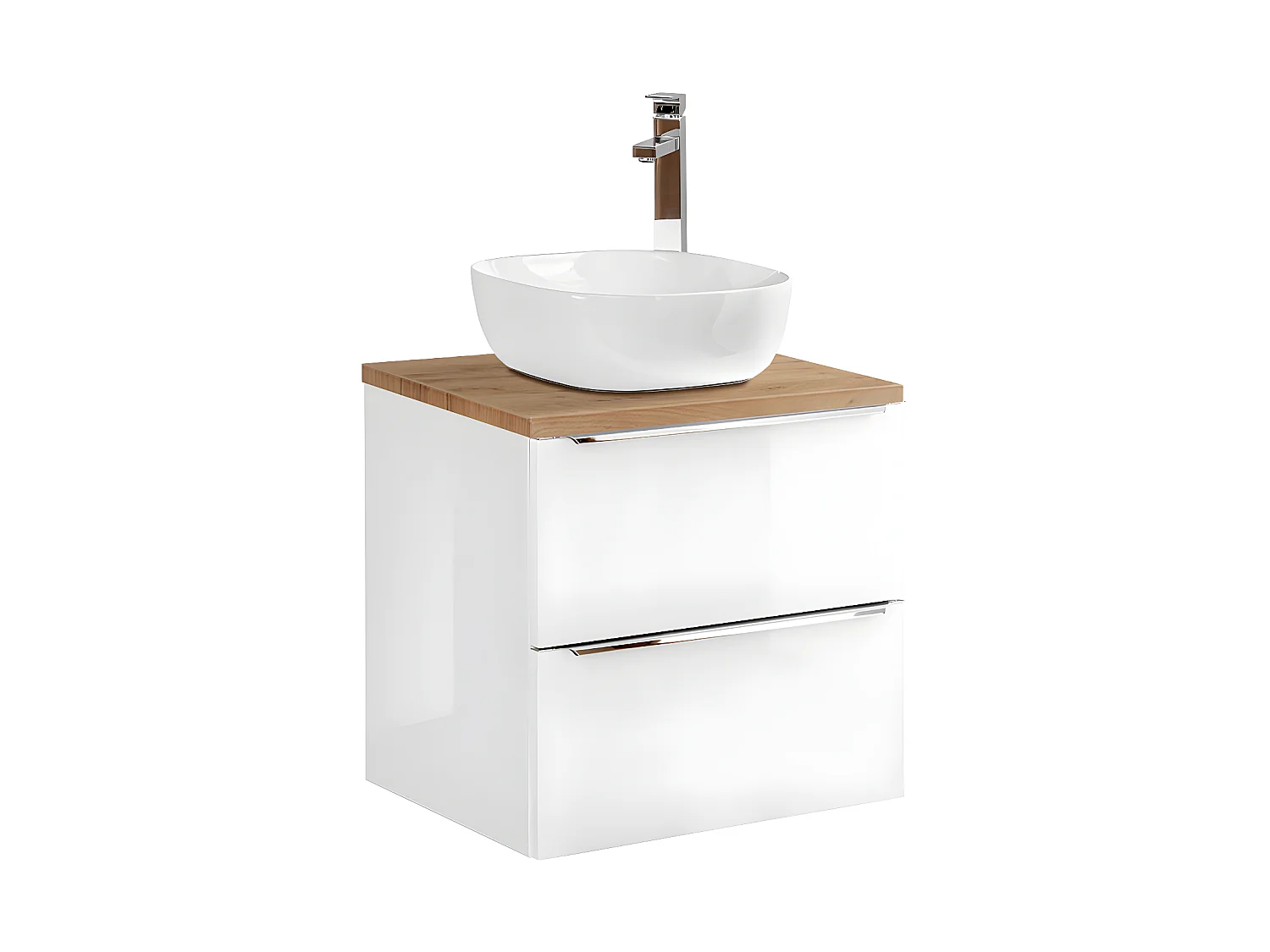 Meuble simple vasque 60cm April Blanc et Bois