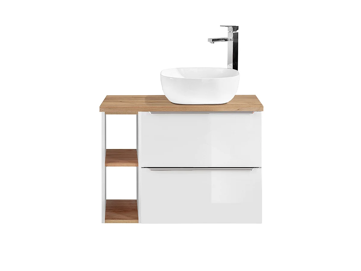 Meuble simple vasque 80cm 2 niches April Blanc et Bois