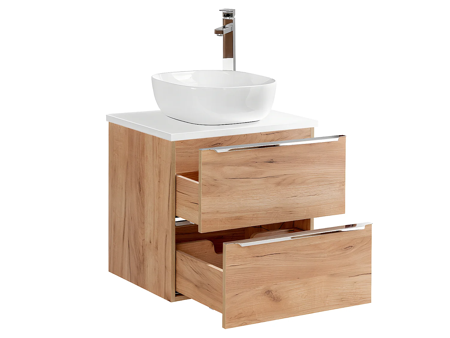 Meuble simple vasque 60cm April Bois et Blanc