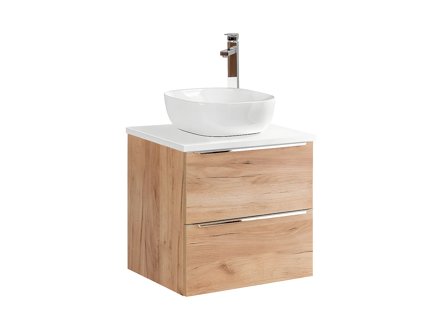 Enkele wastafel 60cm April Hout en Wit