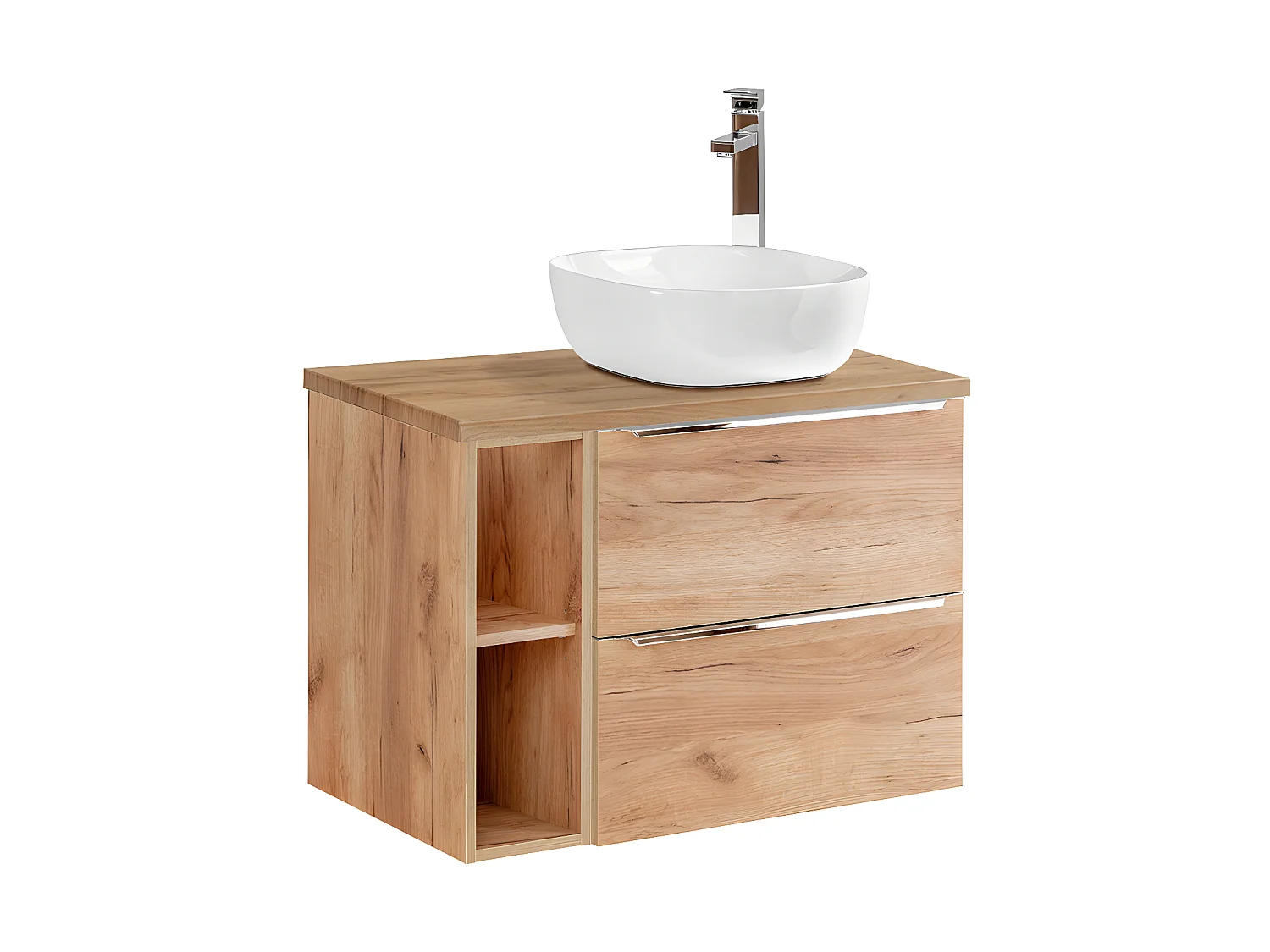 Meuble simple vasque 80cm 2 niches April Bois