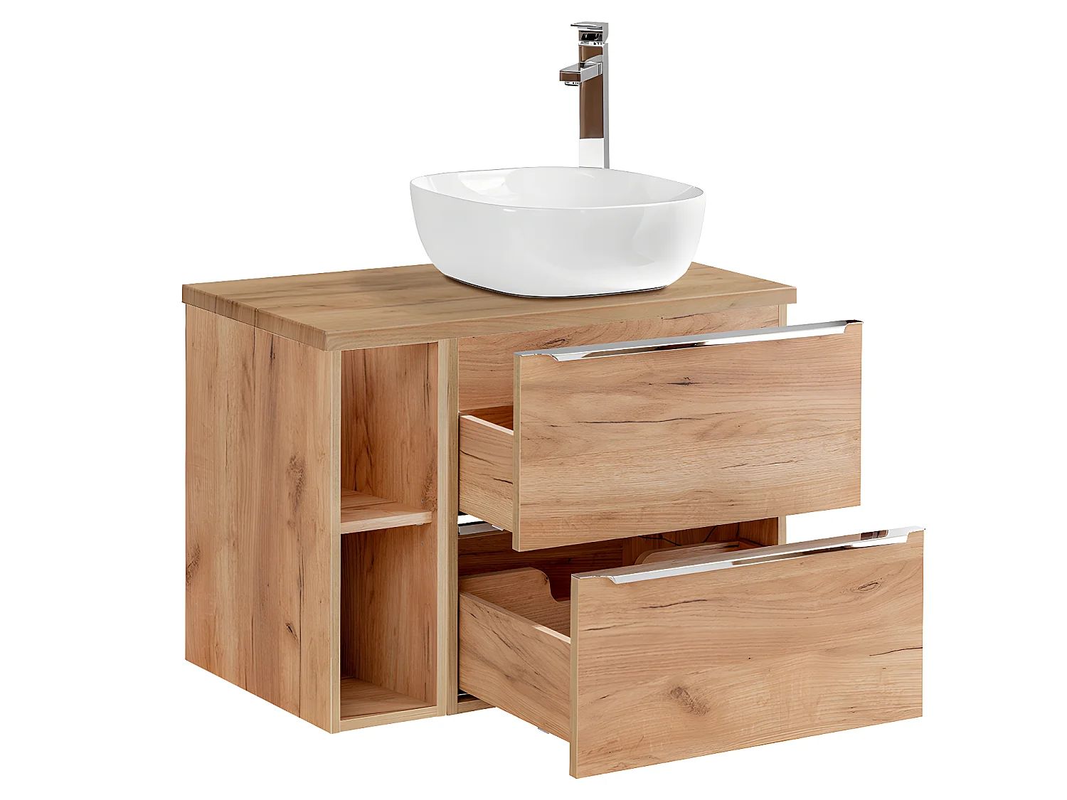 Meuble simple vasque 80cm 2 niches April Bois