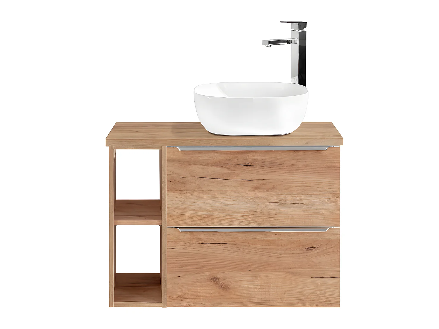 Meuble simple vasque 80cm 2 niches April Bois