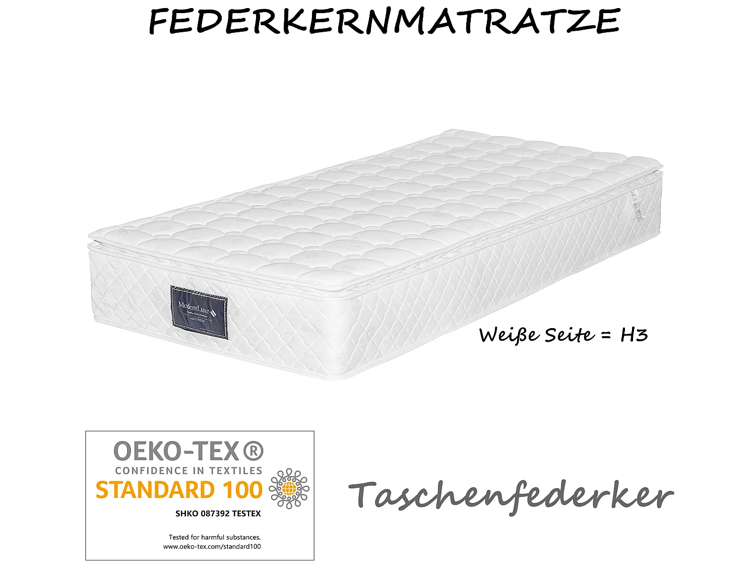 Łóżko 90 x 200 cm - tkanina lniana - LED - szare + materac