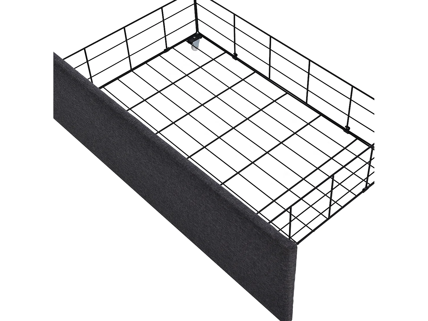 Lit 90 x 200 cm - tissu lin - leds - gris