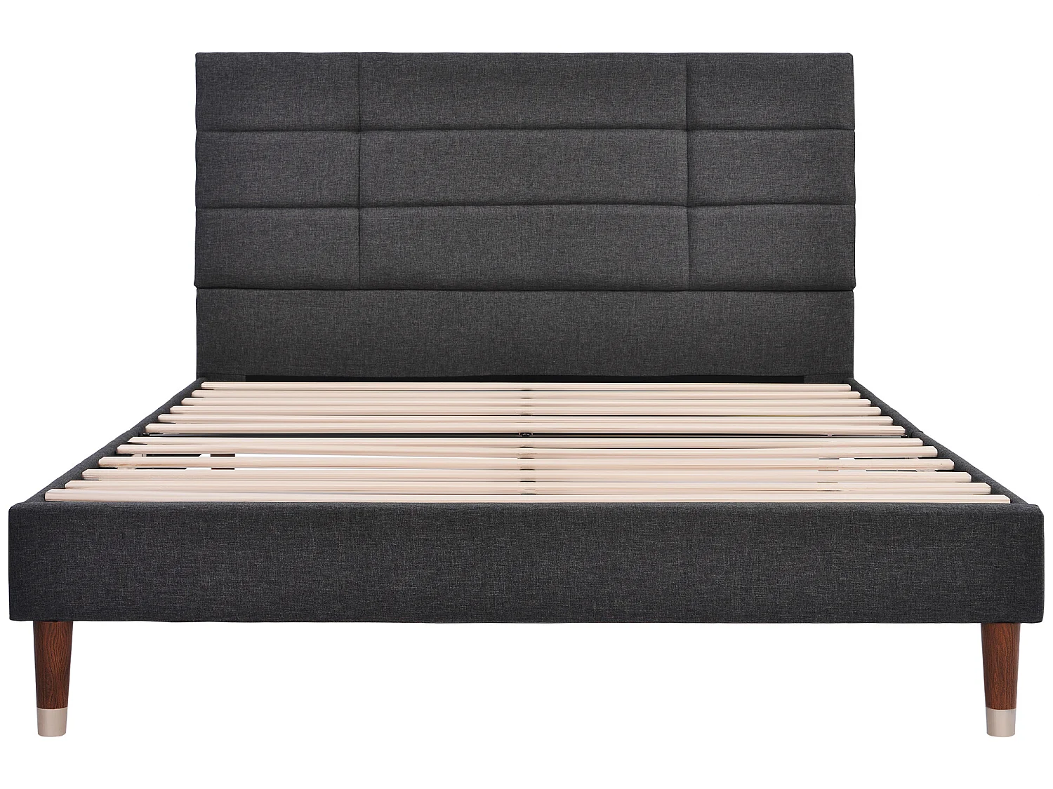 Bett mit Kopfteil – 140 x 200 cm – Leinenstoff – Grau