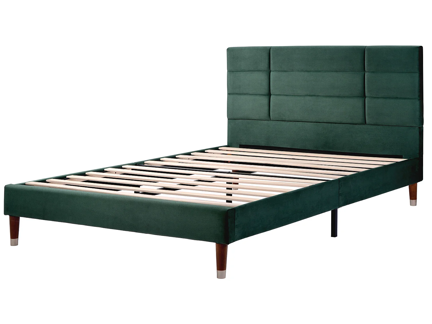 Lit avec tête de lit - 140 x 200 cm - velours - vert