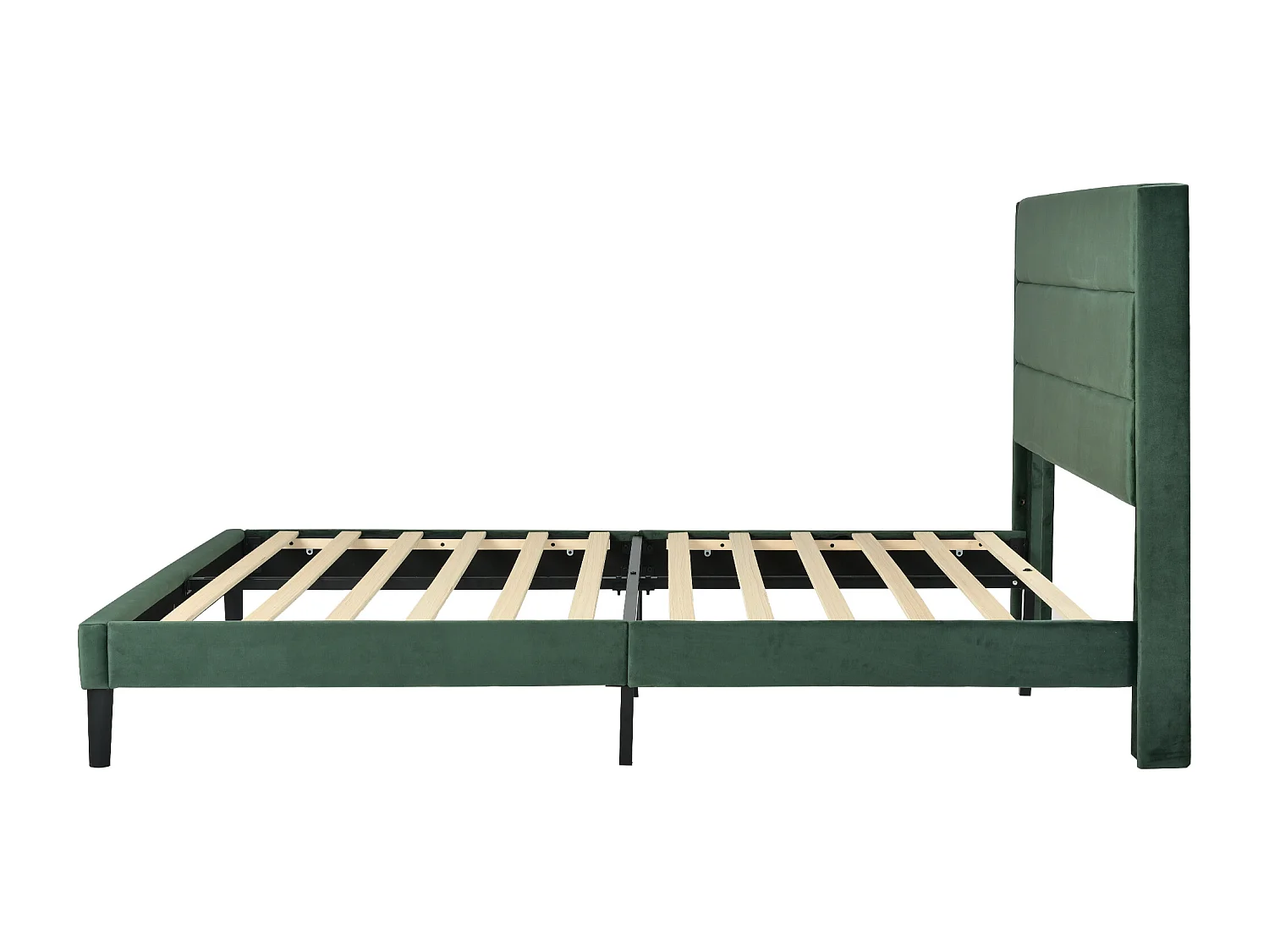 Bed met hoofdbord - 140 x 200 cm - fluweel - lattenbodem - groen