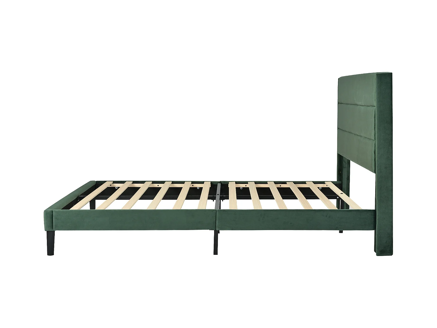 Lit avec tête de lit - 140 x 200 cm - velours - sommier à lattes - vert