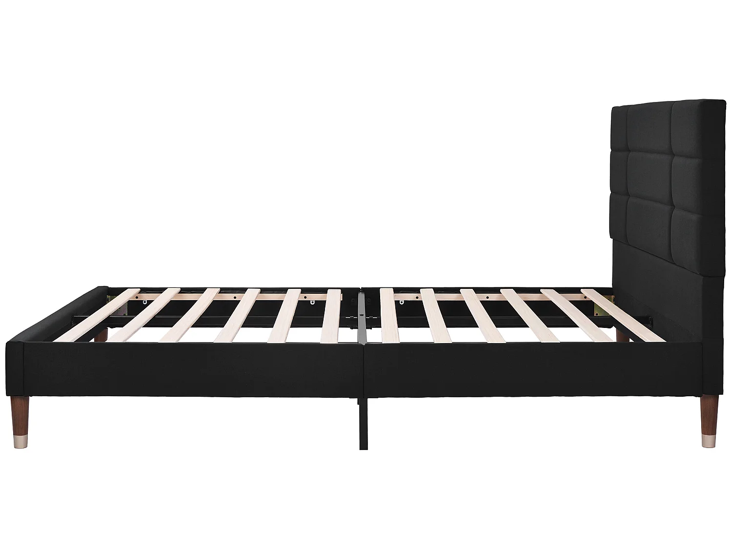 Lit avec tête de lit - 140 x 200 cm - tissu lin - noir