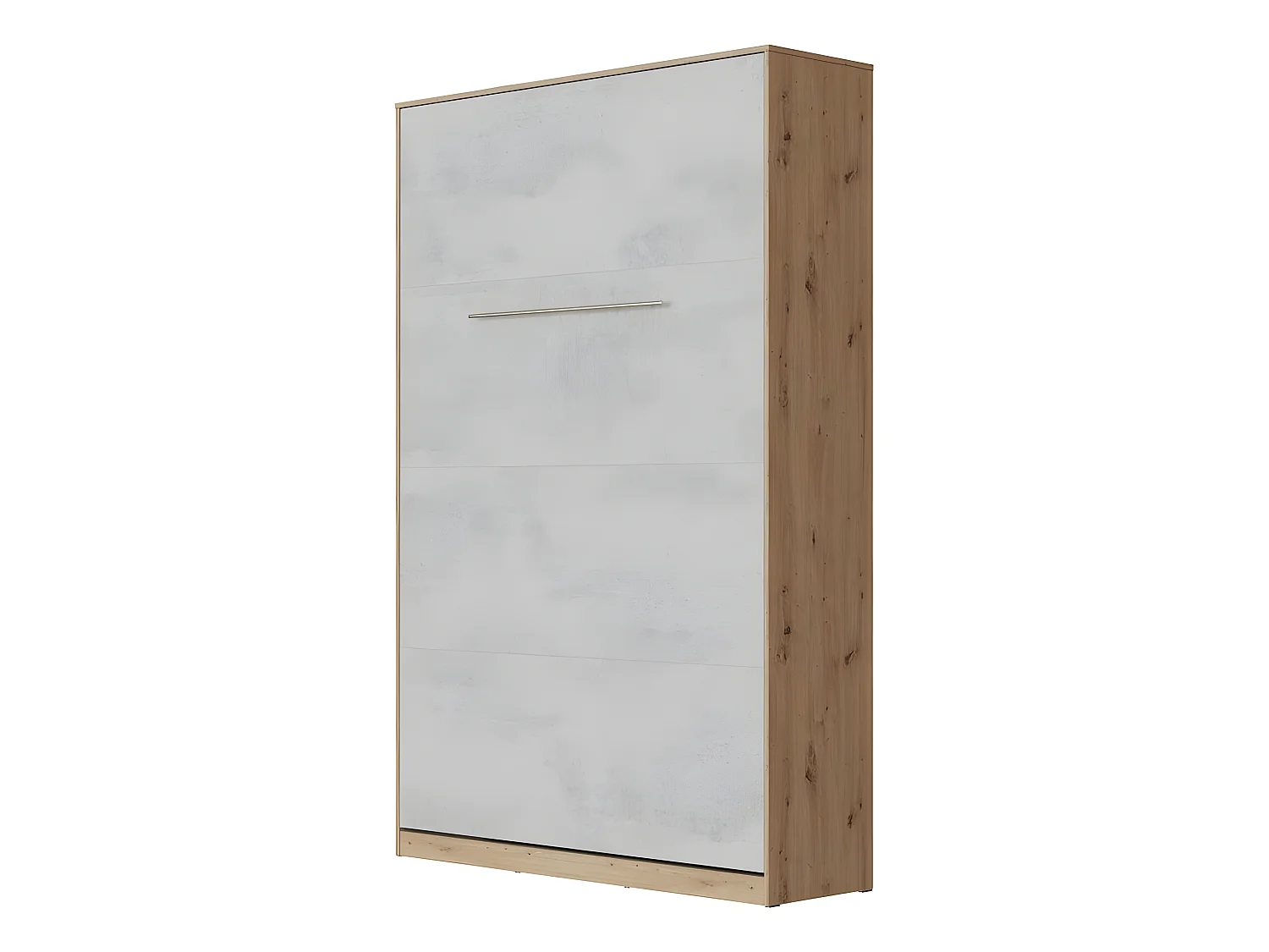 Lit escamotable +2 Placards Vertical 120x200+(50x2)cm Miroir Lit Mural Chêne Sauvage/Béton