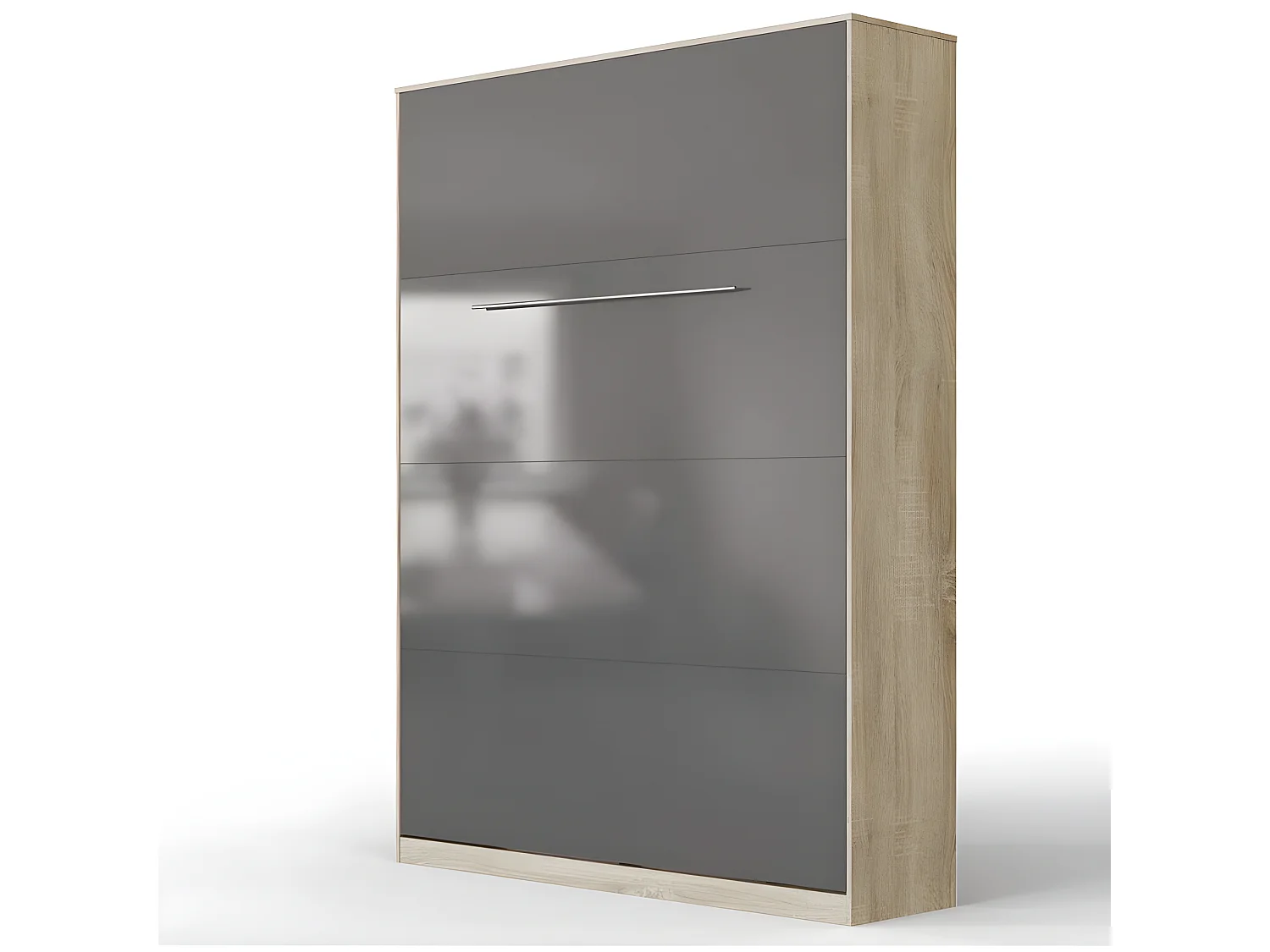 Lit escamotable +2 Placards Vertical 120x200+(50x2)cm Miroir Lit Mural Sonoma/Anthracite brillant