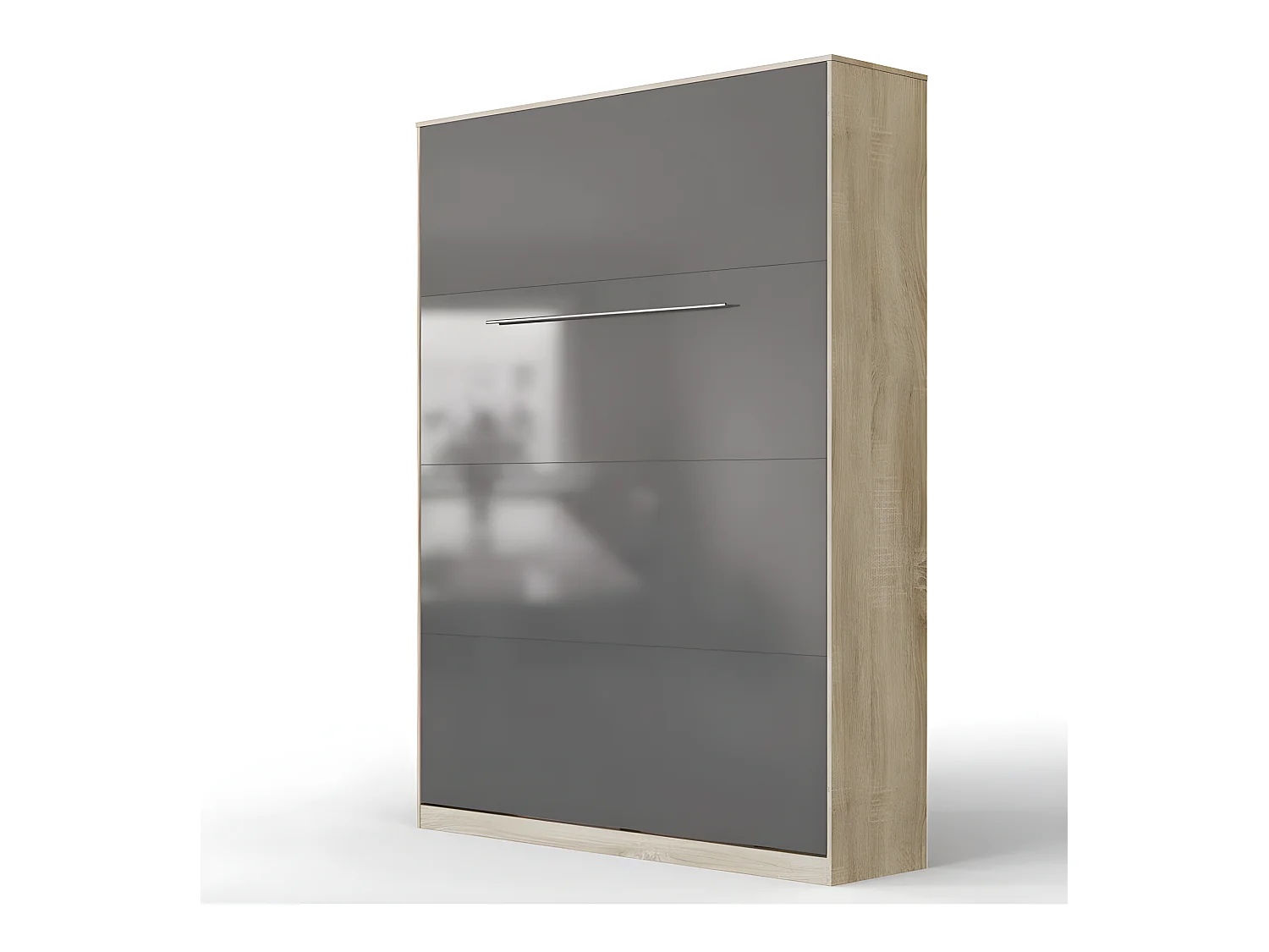 Lit escamotable +2 Placards Vertical 120x200+(50x2)cm Miroir Lit Mural Sonoma/Anthracite brillant