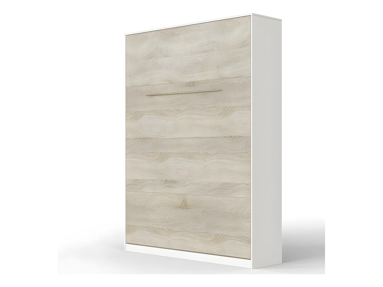 Lit escamotable +2 Placards Vertical 120x200+(50x2)cm Miroir Lit Mural Blanc /Chêne Sonoma