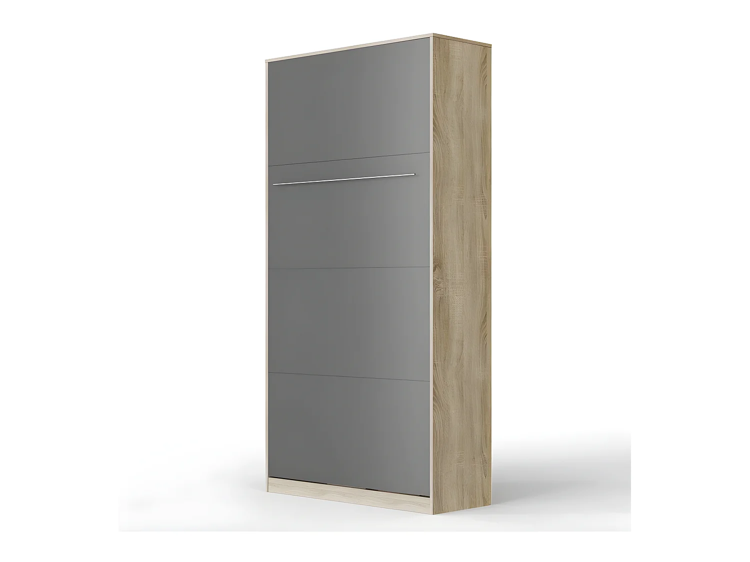 Lit escamotable +2 Placards Vertical 120x200+(50x2)cm Miroir Lit Mural Chêne Sonoma/Anthracite