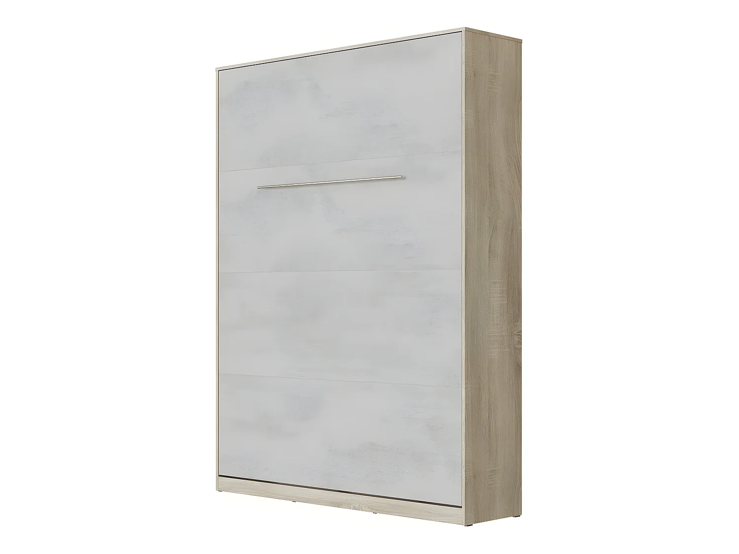 Lit escamotable +2 Placards Vertical 120x200+(50x2)cm Miroir Lit Mural Supérieur Chêne Sonoma/Béton