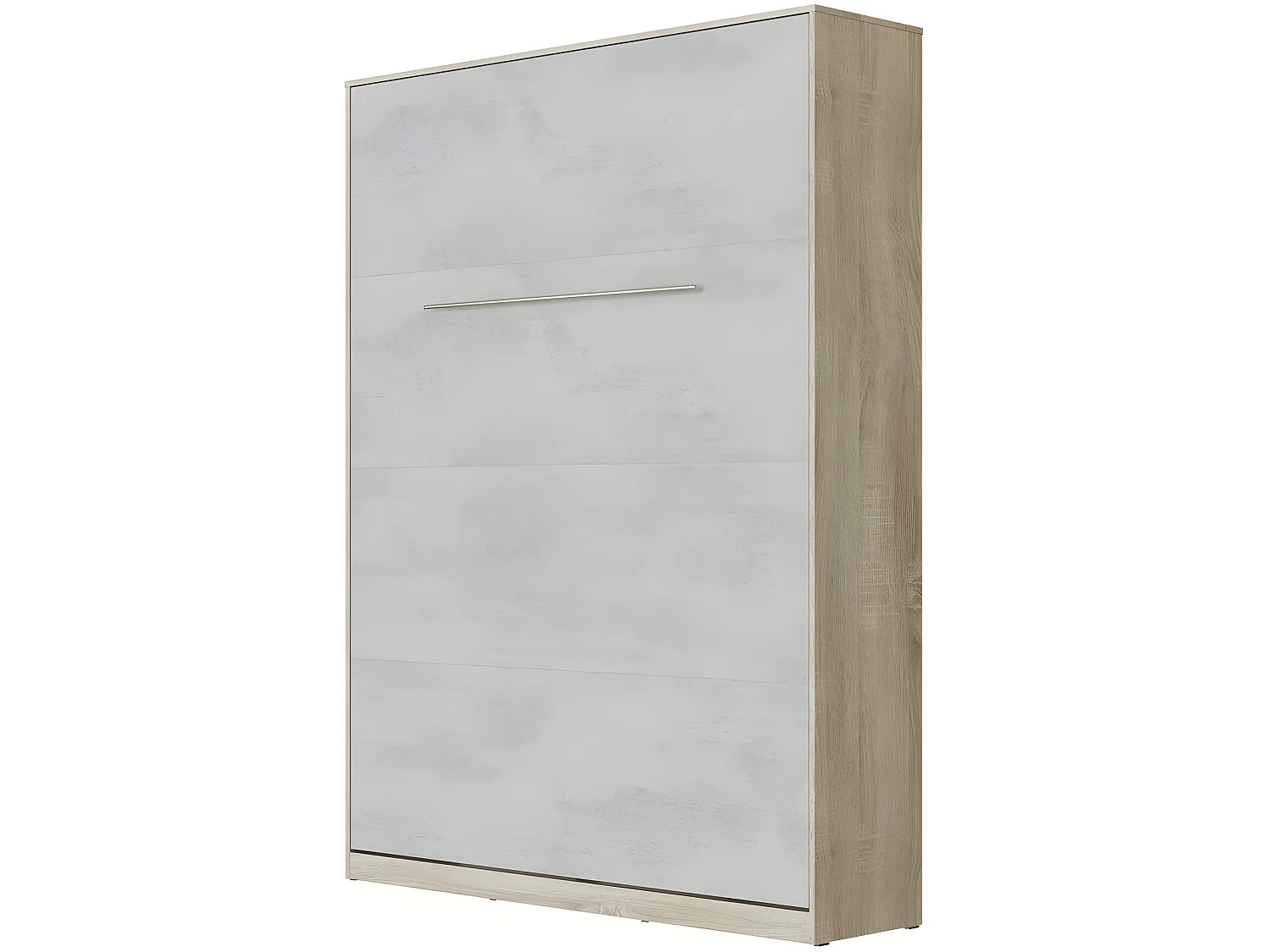 Lit escamotable +2 Placards Vertical 120x200+(50x2)cm Miroir Lit Mural Supérieur Chêne Sonoma/Béton