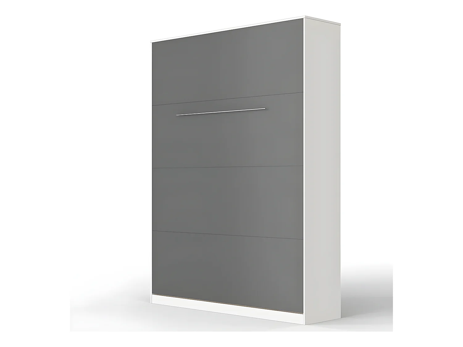 Lit escamotable +2 Placards Vertical 120x200+(50x2)cm Miroir Lit Mural Blanc/Anthracite