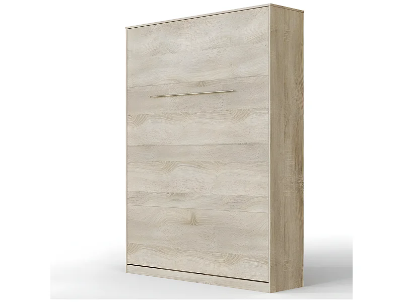 Lit escamotable +2 Placards Vertical 90x200+(50x2)cm Miroir Lit Mural  Chêne Sonoma//Chêne Sonoma