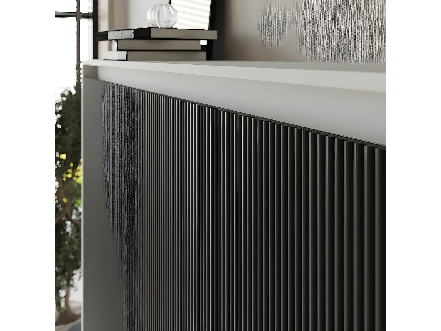 Armoire 160x200cm Horizontal Lit escamotable LUXUS Lit Rabattable Lit Mural Blanc/Anthracite