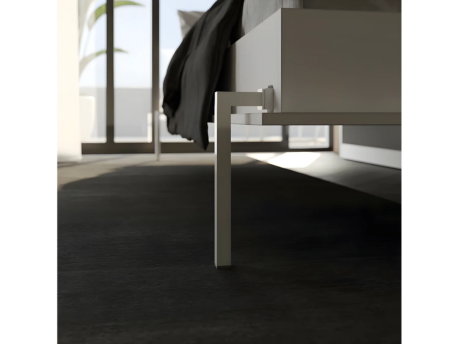 Armoire 160x200cm Horizontal Lit escamotable Matelas inclus LUXUS Lit Rabattable Blanc/Anthracite